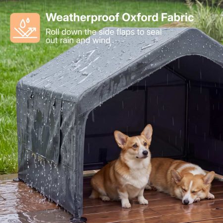 Veehoo Extra Large Outdoor Dog House with UV Protection Gray Pens & Crates image4