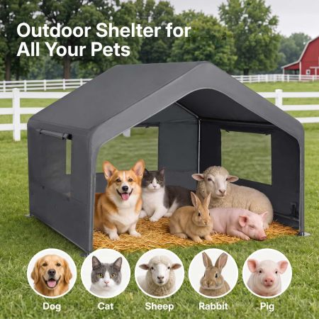 Veehoo Extra Large Outdoor Dog House with UV Protection Gray Pens & Crates image5