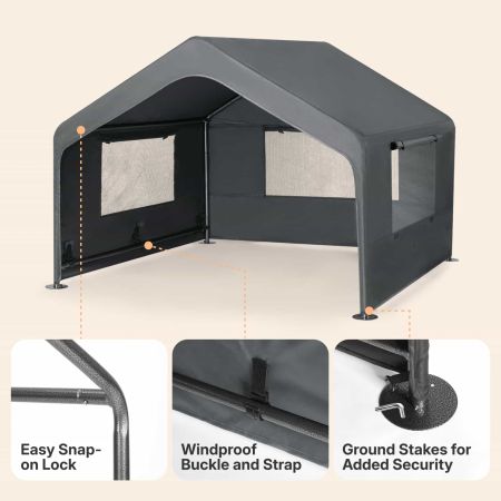 Veehoo Extra Large Outdoor Dog House with UV Protection Gray Pens & Crates image6