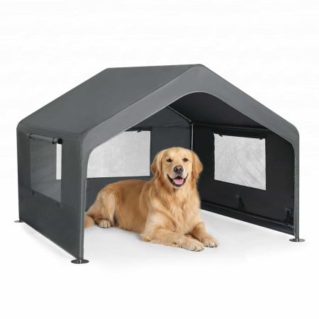 Veehoo Extra Large Outdoor Dog House with UV Protection Gray Pens & Crates image7