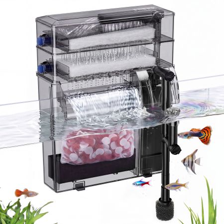 Veehoo Double Dry-Wet Aquarium Filter with Rainfall Aeration Black New Arrivals image1