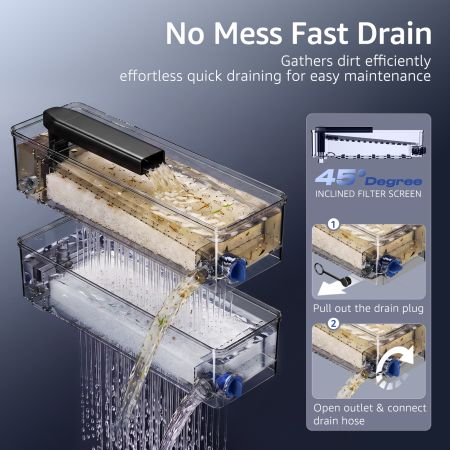 Veehoo Double Dry-Wet Aquarium Filter with Rainfall Aeration Black New Arrivals image4