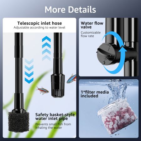 Veehoo Double Dry-Wet Aquarium Filter with Rainfall Aeration Black New Arrivals image8