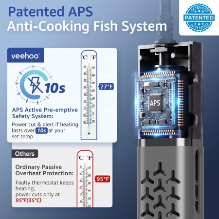 Veehoo Aquarium Heater with Dual Temp Probes Black New Arrivals image4 Veehoo Aquarium Heater with Dual Temp Probes Black New Arrivals image4