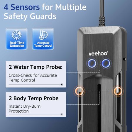 Veehoo Aquarium Heater with 4-Probe Safety for Large Tanks Black New Arrivals image2 Veehoo Aquarium Heater with 4-Probe Safety for Large Tanks Black New Arrivals image2