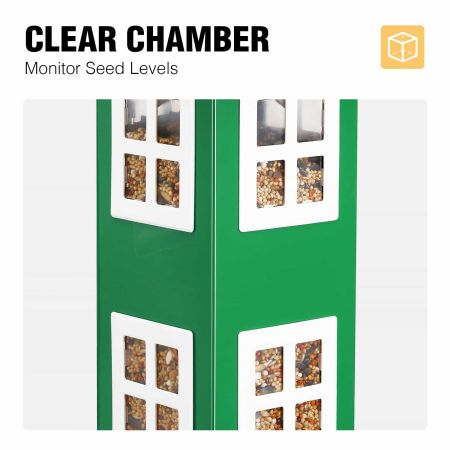 Veehoo Weatherproof Hanging Bird Feeder for Outside Green Hopper Bird Feeders image3
