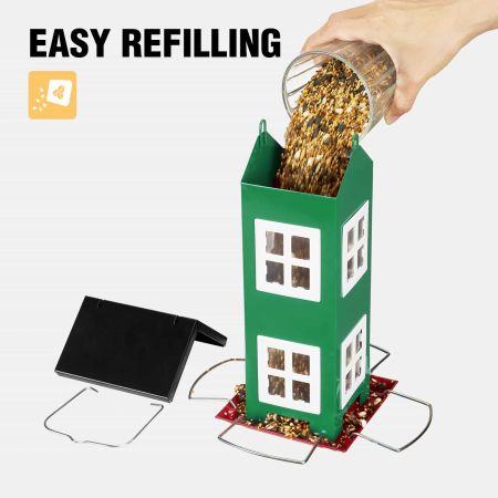 Veehoo Weatherproof Hanging Bird Feeder for Outside Green Hopper Bird Feeders image4