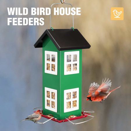 Veehoo Weatherproof Hanging Bird Feeder for Outside Green Hopper Bird Feeders image6