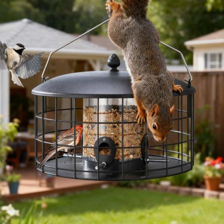 Veehoo Squirrel-Proof Metal Bird Feeder with Caged Design image1
