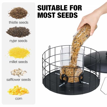 Veehoo Squirrel-Proof Metal Bird Feeder with Caged Design Black New Arrivals image4 Veehoo Squirrel-Proof Metal Bird Feeder with Caged Design Black New Arrivals image4