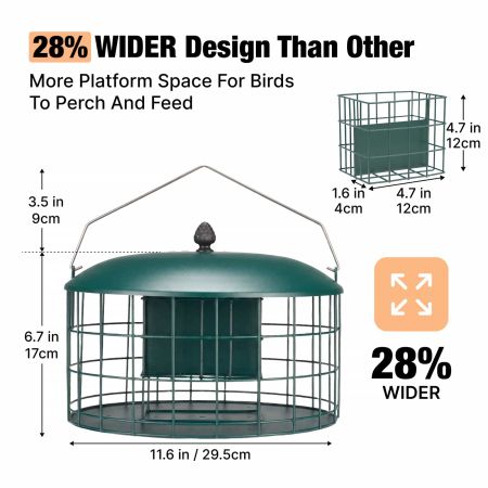 Veehoo Double Compartment Suet Feeder with Wider Platform Green New Arrivals image2