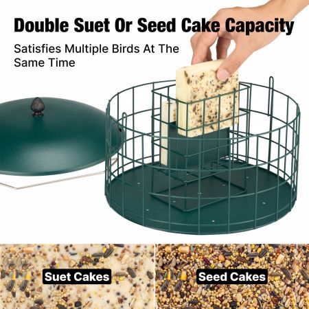 Veehoo Double Compartment Suet Feeder with Wider Platform Green New Arrivals image3