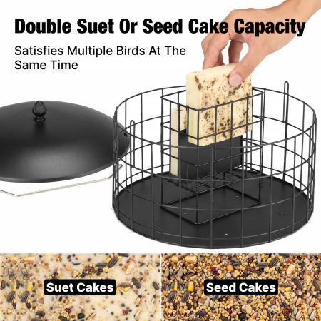 Veehoo Double Compartment Suet Feeder with Wider Platform Black New Arrivals image3 Veehoo Double Compartment Suet Feeder with Wider Platform Black New Arrivals image3