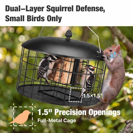 Veehoo Double Compartment Suet Feeder with Wider Platform Black New Arrivals image4 Veehoo Double Compartment Suet Feeder with Wider Platform Black New Arrivals image4