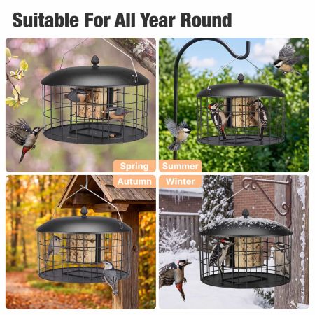 Veehoo Double Compartment Suet Feeder with Wider Platform Black New Arrivals image7 Veehoo Double Compartment Suet Feeder with Wider Platform Black New Arrivals image7
