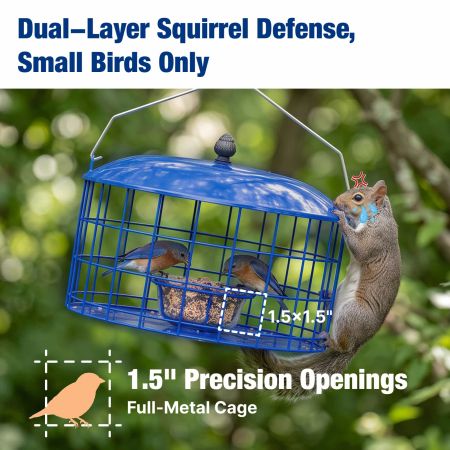 Veehoo Caged Bluebird Feeder with Squirrel-Proof Metal Design Blue Squirrel Proof Feeders image4 Veehoo Caged Bluebird Feeder with Squirrel-Proof Metal Design Blue Squirrel Proof Feeders image4