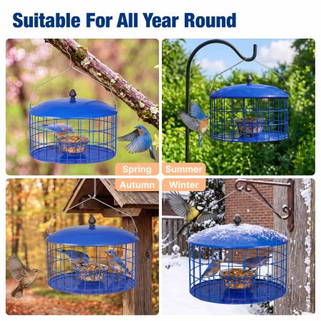 Veehoo Caged Bluebird Feeder with Squirrel-Proof Metal Design Blue Squirrel Proof Feeders image7 Veehoo Caged Bluebird Feeder with Squirrel-Proof Metal Design Blue Squirrel Proof Feeders image7