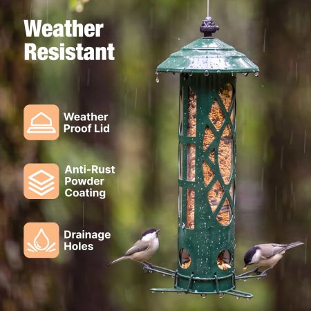 Veehoo Weight-Activated Squirrel-Proof Bird Feeder Green Squirrel Proof Feeders image5