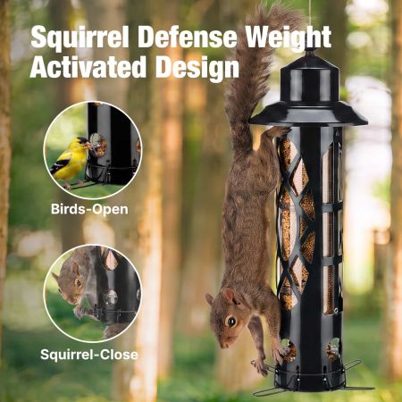 Veehoo Weight-Activated Squirrel-Proof Bird Feeder Black Squirrel Proof Feeders image4 Veehoo Weight-Activated Squirrel-Proof Bird Feeder Black Squirrel Proof Feeders image4