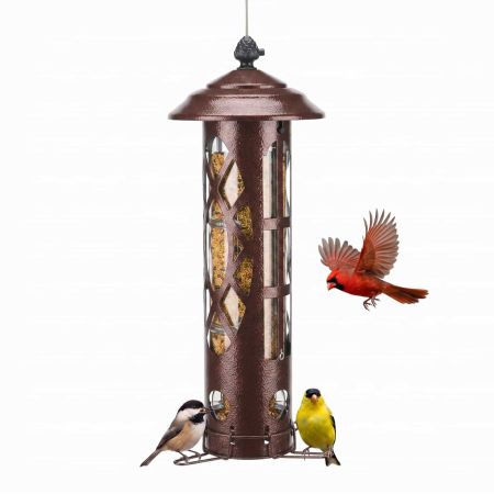 Veehoo Weight-Activated Squirrel-Proof Bird Feeder Brown Squirrel Proof Feeders image1