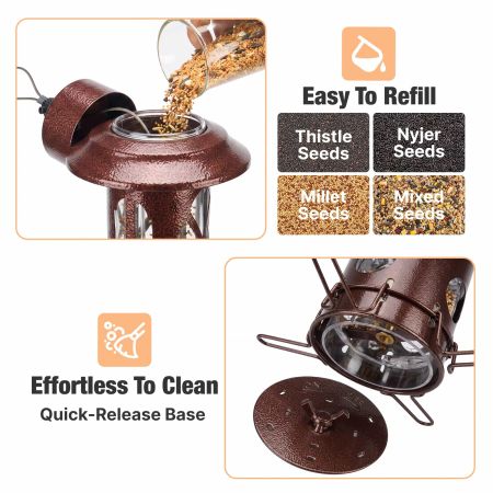 Veehoo Weight-Activated Squirrel-Proof Bird Feeder Brown Squirrel Proof Feeders image3