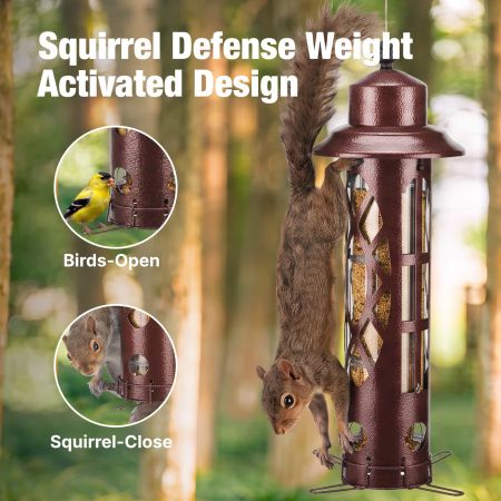 Veehoo Weight-Activated Squirrel-Proof Bird Feeder Brown Squirrel Proof Feeders image4