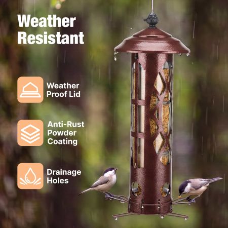 Veehoo Weight-Activated Squirrel-Proof Bird Feeder Brown Squirrel Proof Feeders image5