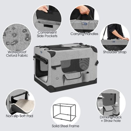 Veehoo Basic Soft Sided Crate Gray Sales image4