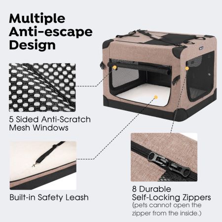 Veehoo Basic Soft Sided Crate Beige Sales image3