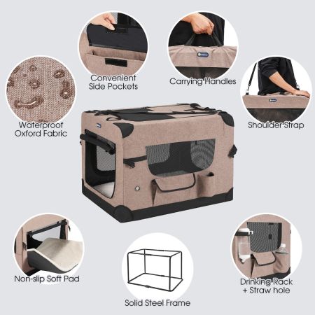 Veehoo Basic Soft Sided Crate Beige Sales image4