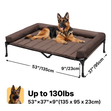Veehoo Elevated Dog Bed with Bolster Mat Brown Sales image3