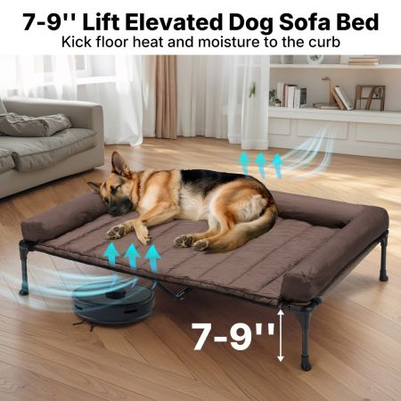 Veehoo Elevated Dog Bed with Bolster Mat Brown Sales image4