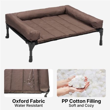 Veehoo Elevated Dog Bed with Bolster Mat Brown Sales image6
