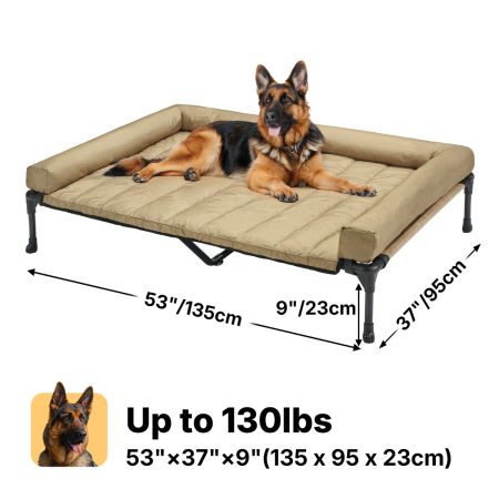 Veehoo Elevated Dog Bed with Bolster Mat Beige Sales image3