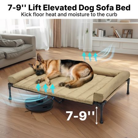 Veehoo Elevated Dog Bed with Bolster Mat Beige Sales image4