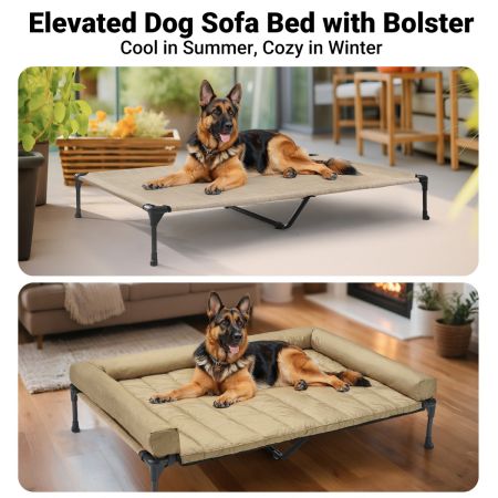 Veehoo Elevated Dog Bed with Bolster Mat Beige Sales image5