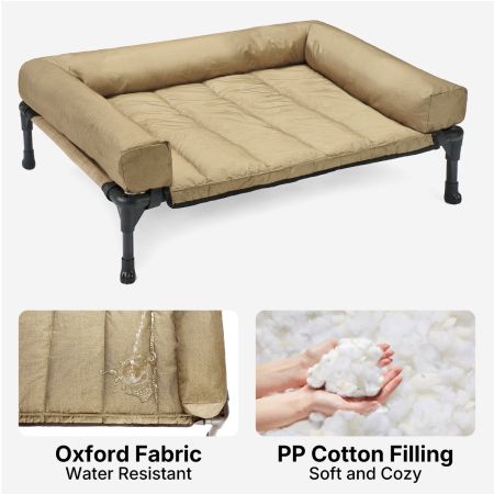 Veehoo Elevated Dog Bed with Bolster Mat Beige Sales image6