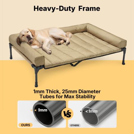 Veehoo Elevated Dog Bed with Bolster Mat Beige Sales image7