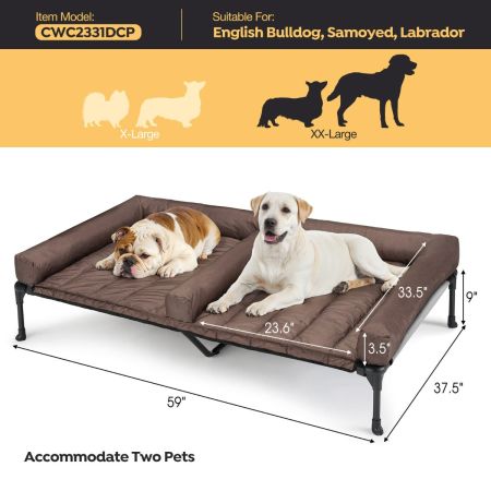 Veehoo Elevated Dog Bed for Double Dogs Gray Elevated Beds image2 Veehoo Elevated Dog Bed for Double Dogs Gray Elevated Beds image2