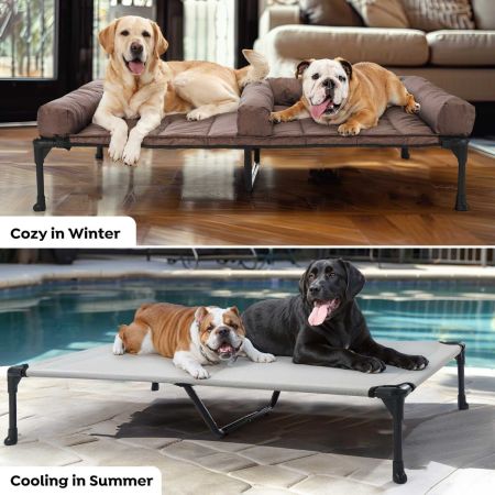 Veehoo Elevated Dog Bed for Double Dogs Gray Elevated Beds image6 Veehoo Elevated Dog Bed for Double Dogs Gray Elevated Beds image6