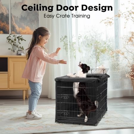 View of Veehoo Collapsible Metal Contour Dog Crate, Crates Pens & Gates | VEEHOO