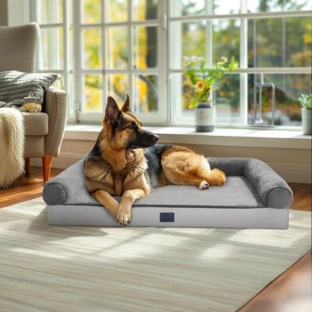Veehoo Orthopedic Dog Sofa Bed with Bolster image1