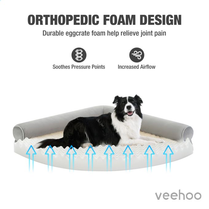 Veehoo Orthopedic Dog Bed with Washable Cover and Bolsters