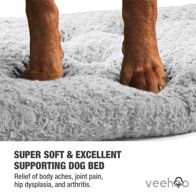 Veehoo Plush Dog Crate Pad with Anti-Slip Bottom