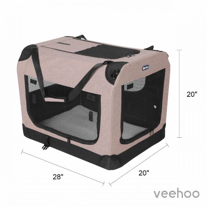 Veehoo Folding Soft 3-Door Pet Kennel Dog Crate