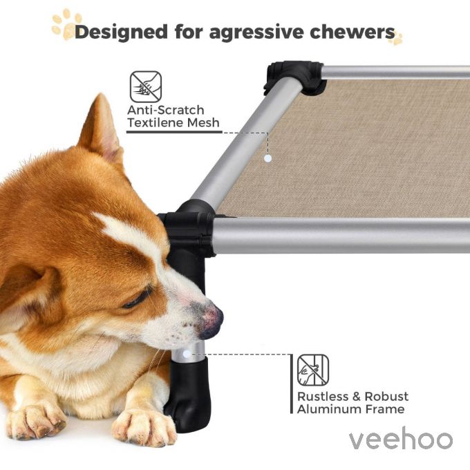 Veehoo Elevated Dog Bed - Silver Aluminum Frame