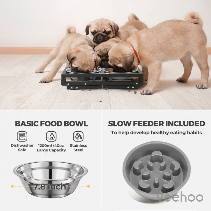 Veehoo Adjustable Elevated Dog Bowls