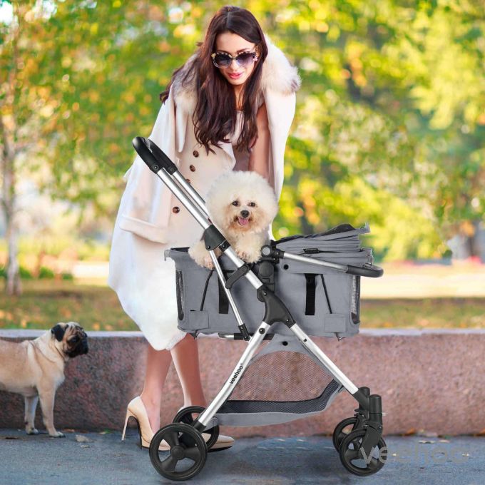 Veehoo Foldable Pet Stroller - Detachable Travel Carrier for Pets