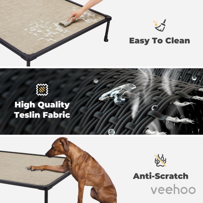 Veehoo Chew-Proof Dog Bed - Black Metal Frame