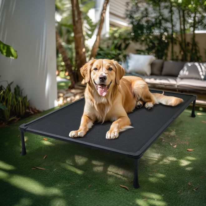 Veehoo Chewproof Elevated Dog Bed-Black Metal Frame Beds image1